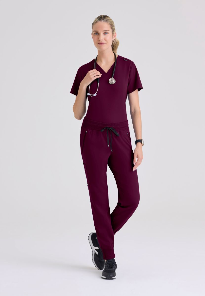 Grey's Anatomy Bree Tuck-in Scrub Top | Wine