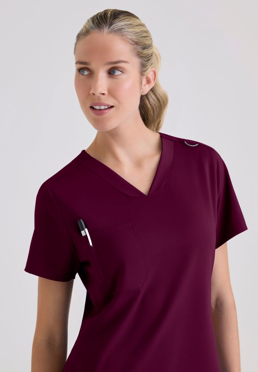 Grey's Anatomy Bree Tuck-in Scrub Top | Wine