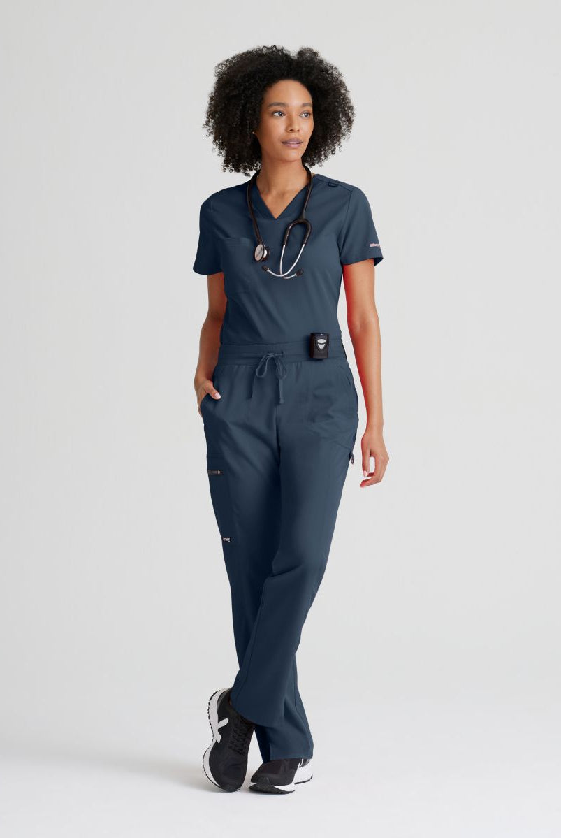 Grey's Anatomy Bree Tuck-in Scrub Top | Steel