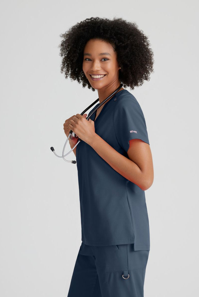 Grey's Anatomy Bree Tuck-in Scrub Top | Steel