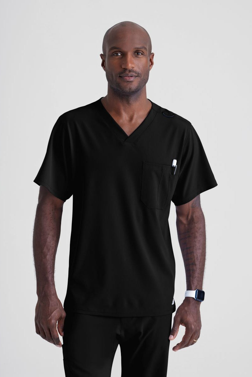 SKECHERS MALE STRUCTURE V-NECK TOP | BLACK