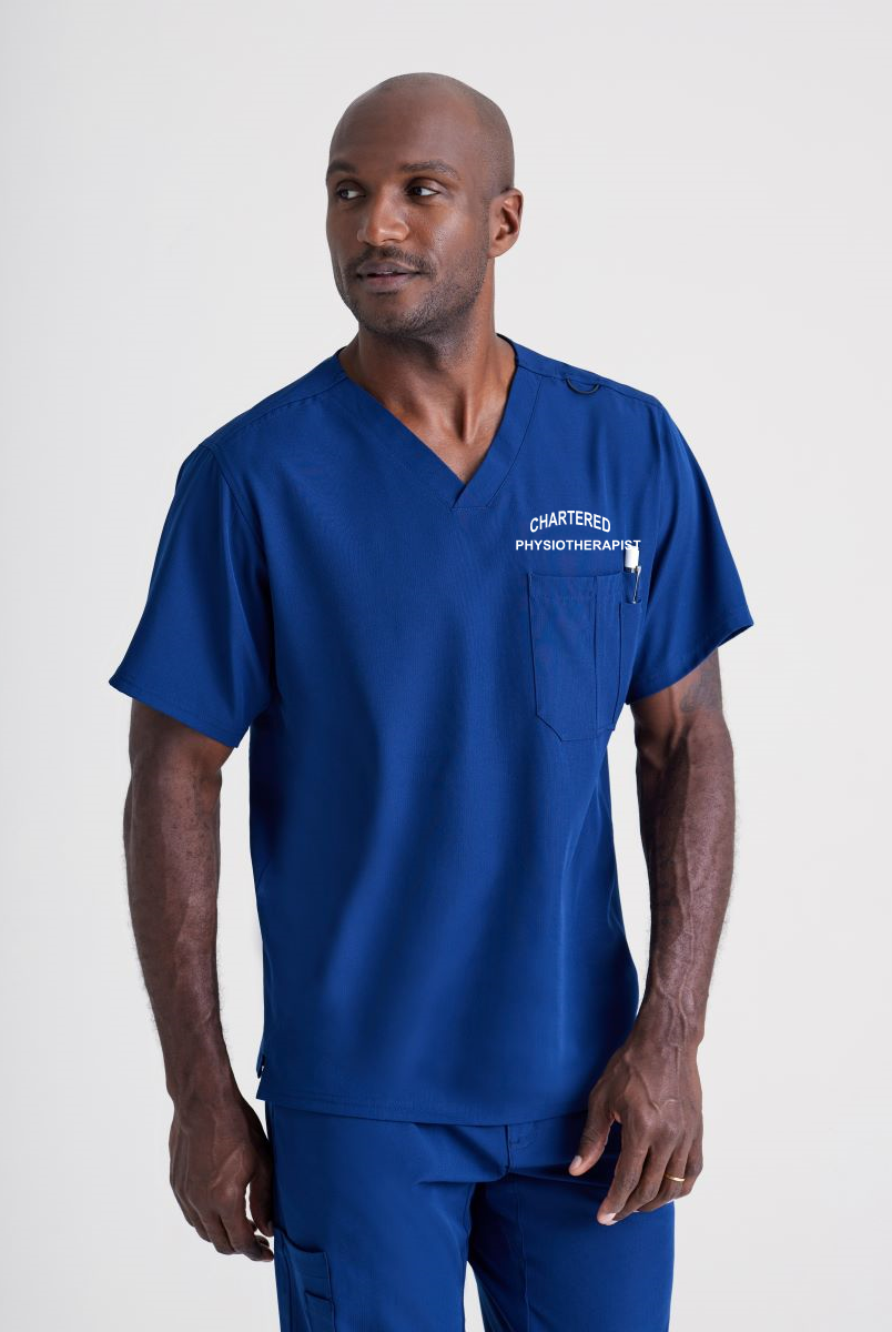 SKECHERS MALE STRUCTURE V-NECK TOP with Chartered Physiotherapy logo | NAVY