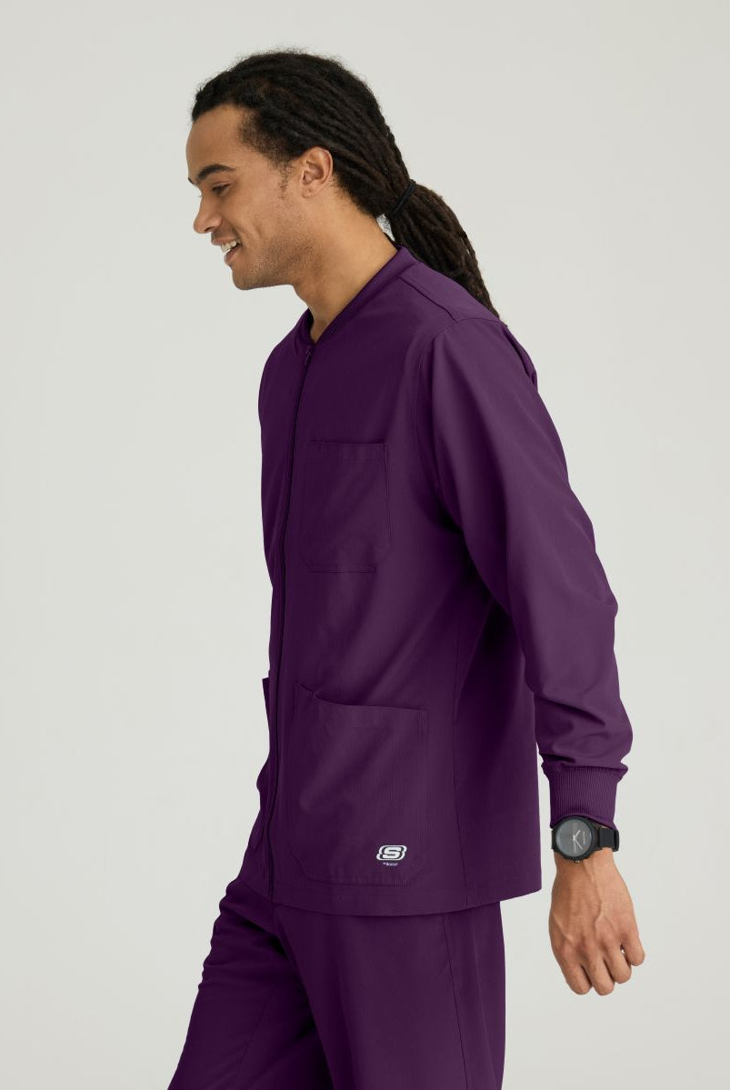 Skechers Men's 3 Pocket Warm-Up Zip Jacket | Eggplant