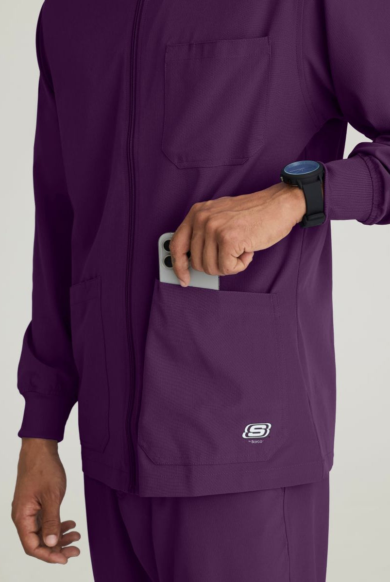 Skechers Men's 3 Pocket Warm-Up Zip Jacket | Eggplant