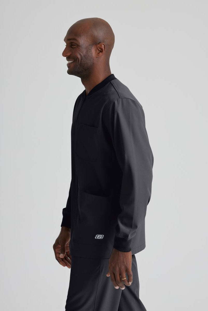 Skechers Men's 3 Pocket Warm-Up Zip Jacket | Pewter Grey