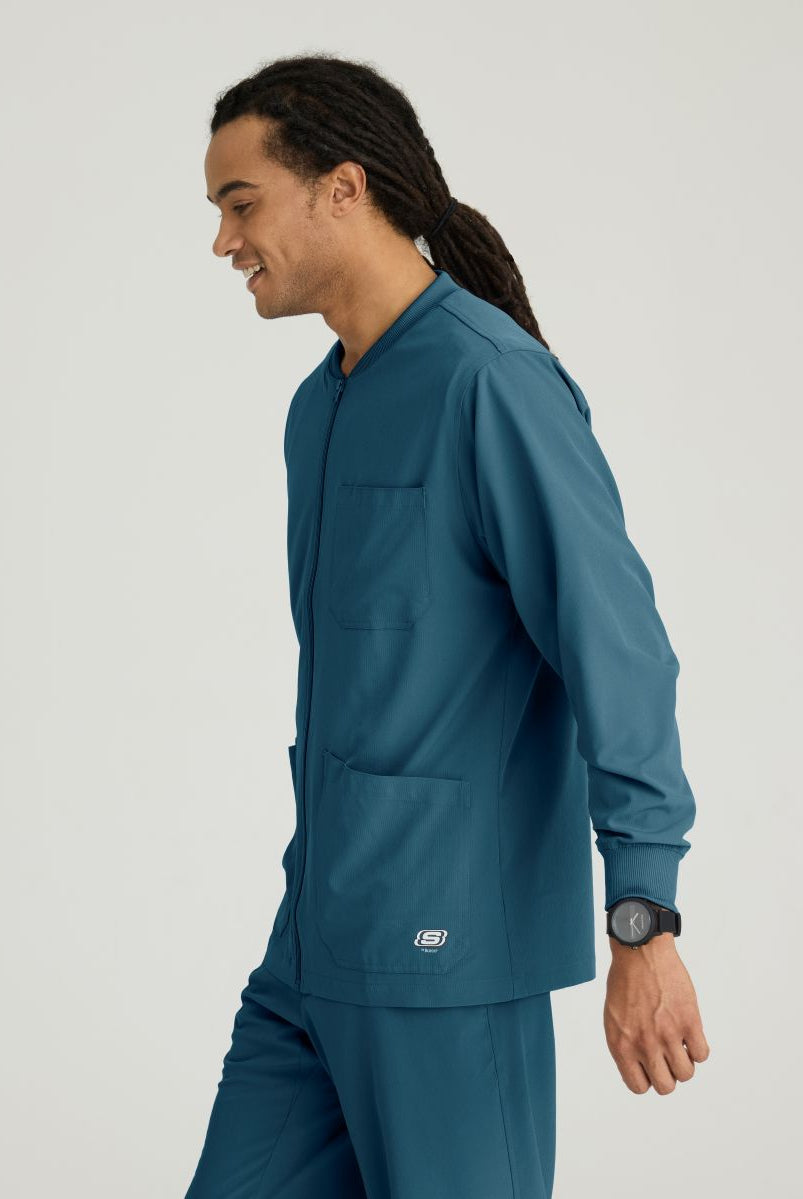 Skechers Men's 3 Pocket Warm-Up Zip Jacket | Bahama / Caribbean