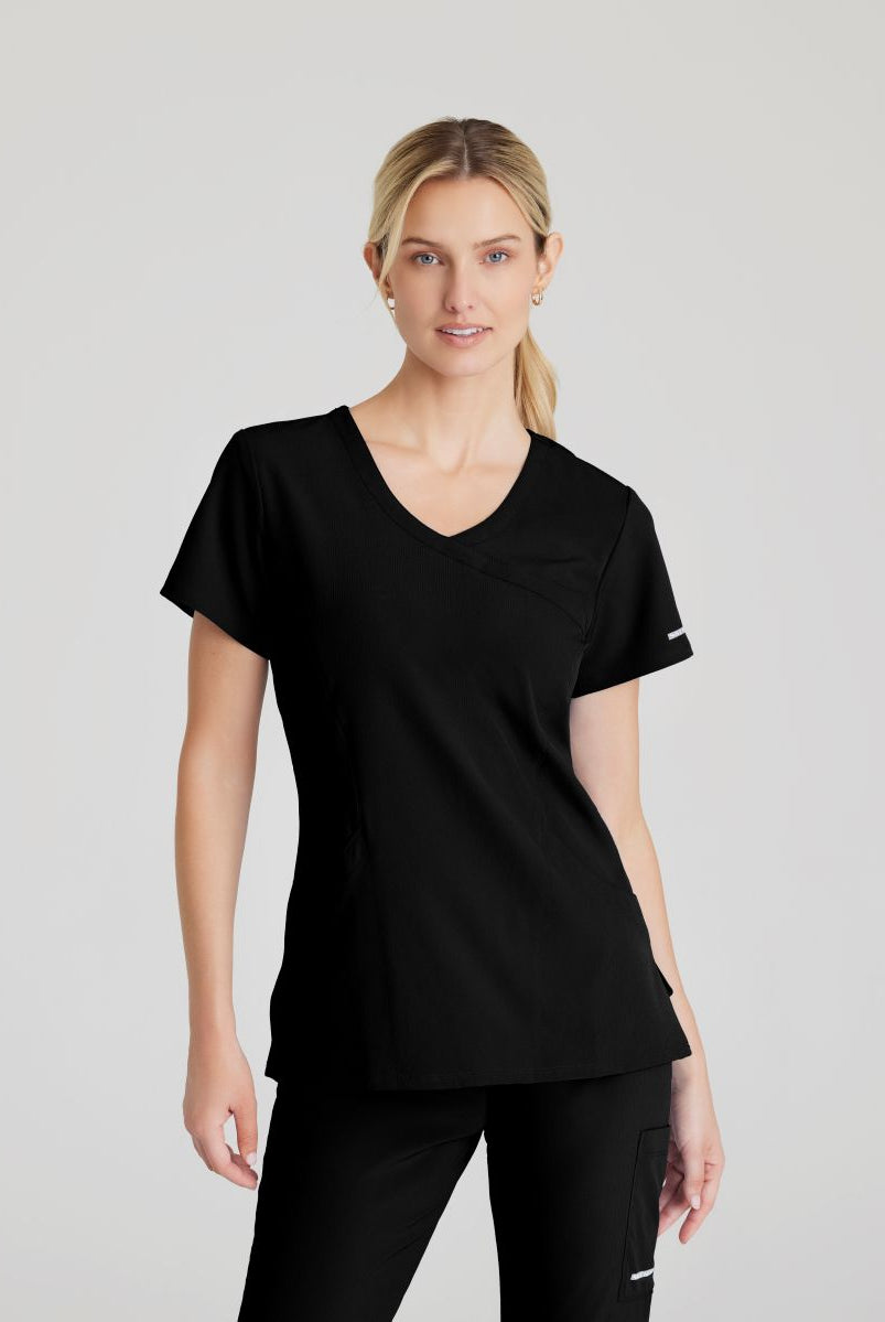 Skechers Reliance 3-Pocket Wrap Effect Scrub Top | BLACK