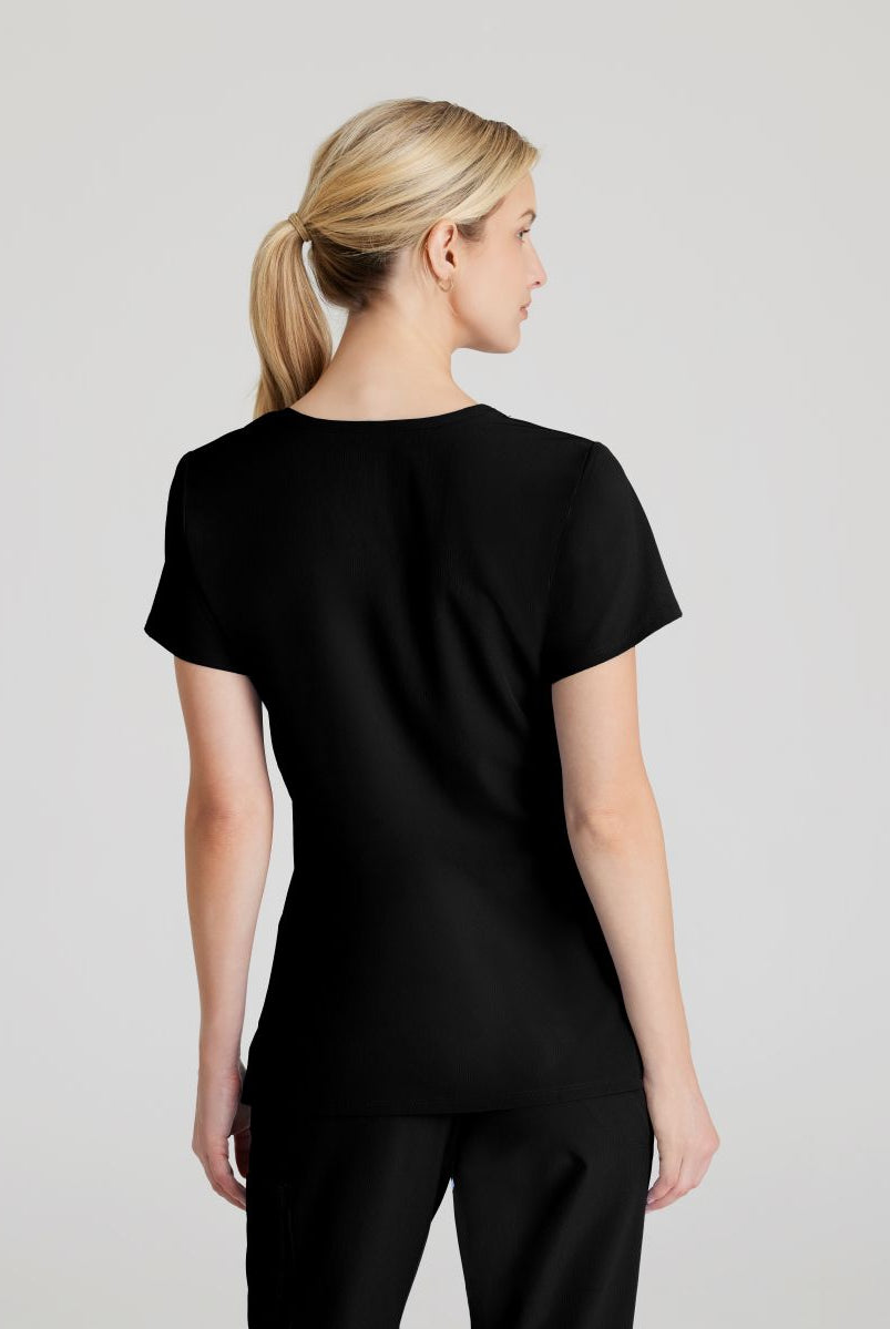 Skechers Reliance 3-Pocket Wrap Effect Scrub Top | BLACK