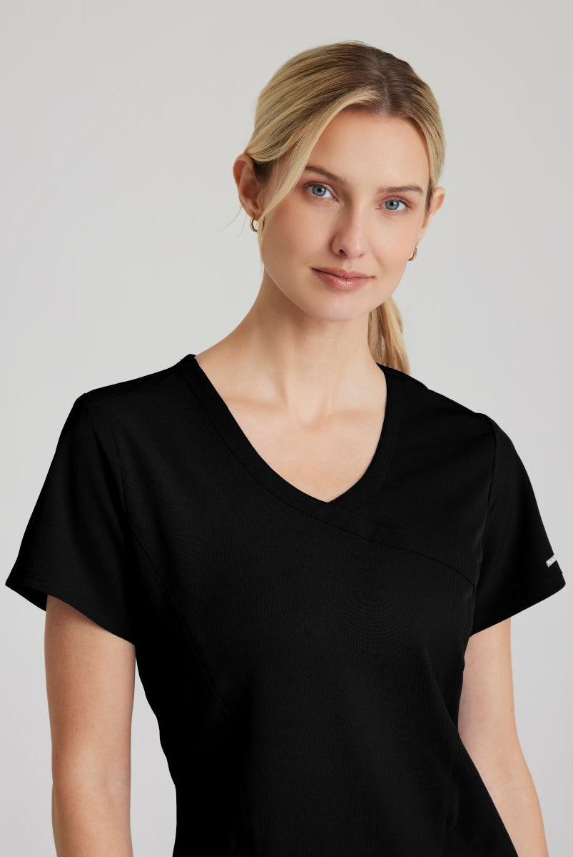 Skechers Reliance 3-Pocket Wrap Effect Scrub Top | BLACK
