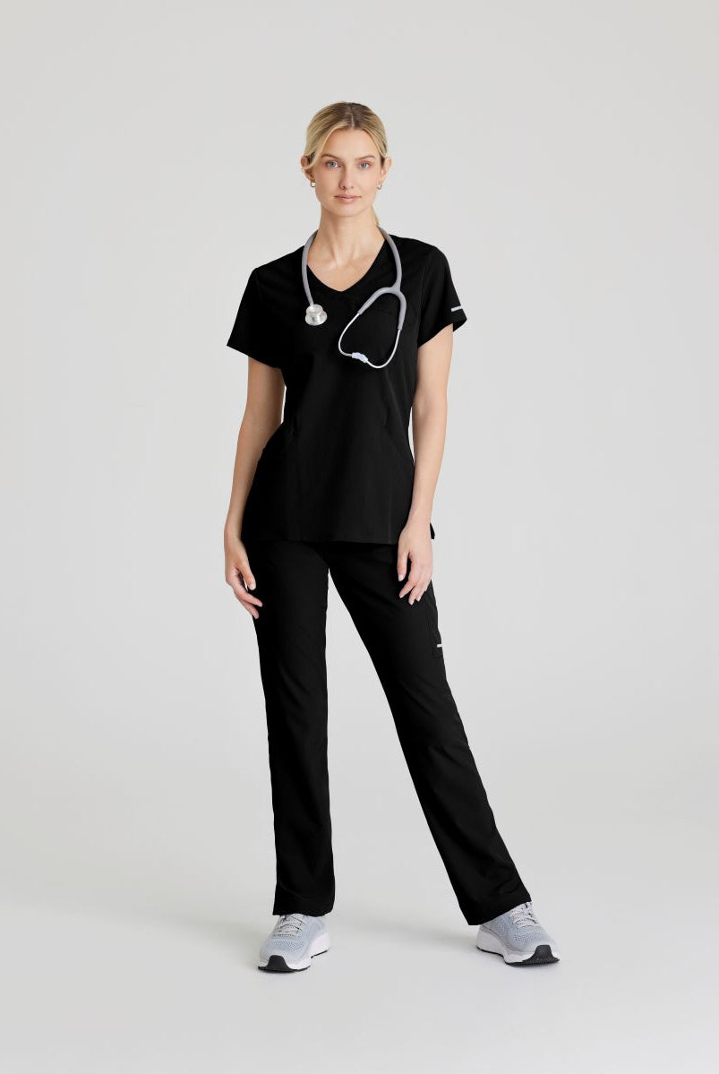 Skechers Reliance 3-Pocket Wrap Effect Scrub Top | BLACK