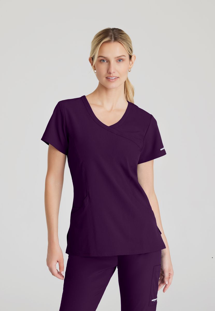 Skechers Reliance 3-Pocket Wrap Effect Scrub Top | Eggplant