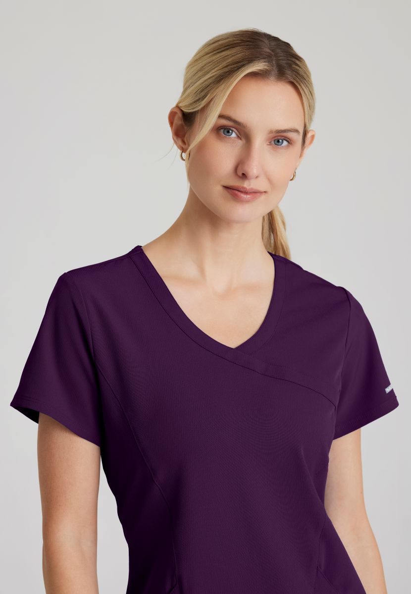 Skechers Reliance 3-Pocket Wrap Effect Scrub Top | Eggplant