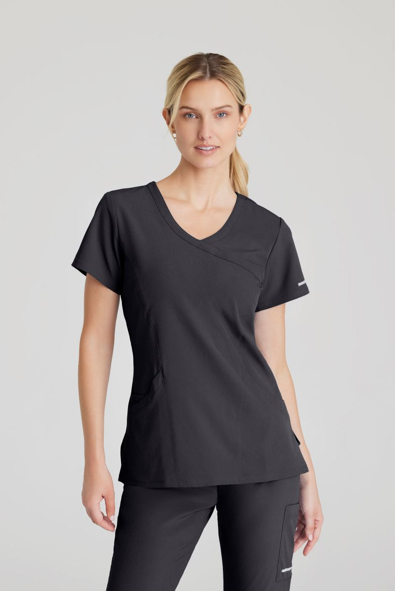 Skechers Reliance 3-Pocket Wrap Effect Scrub Top | Pewter Grey
