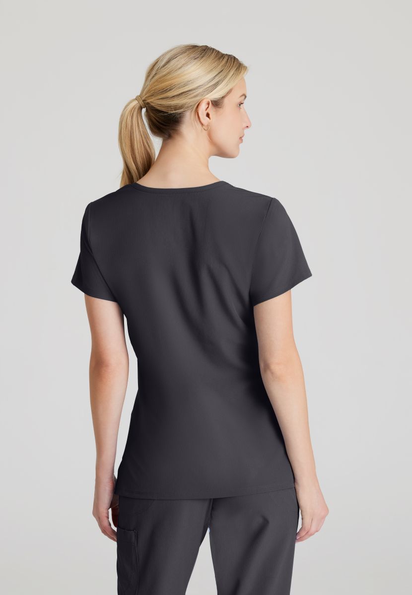 Skechers Reliance 3-Pocket Wrap Effect Scrub Top | Pewter Grey