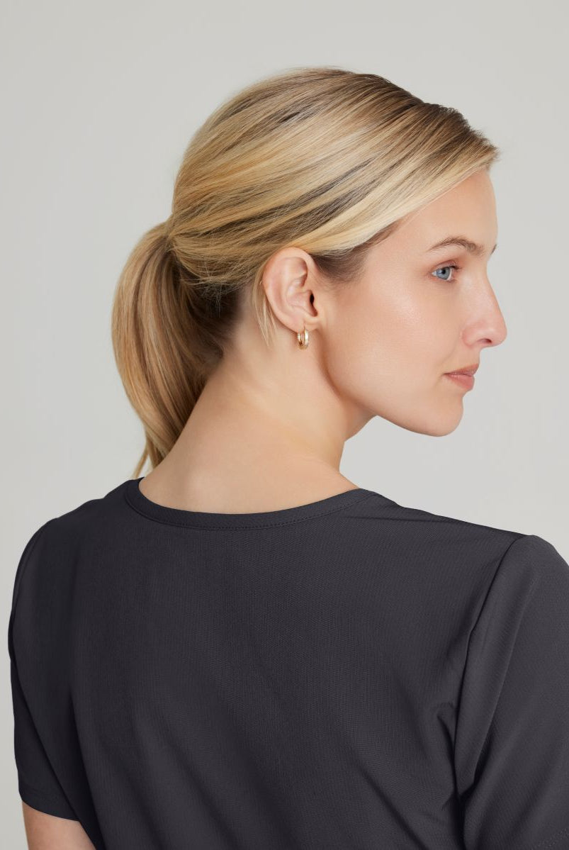 Skechers Reliance 3-Pocket Wrap Effect Scrub Top | Pewter Grey