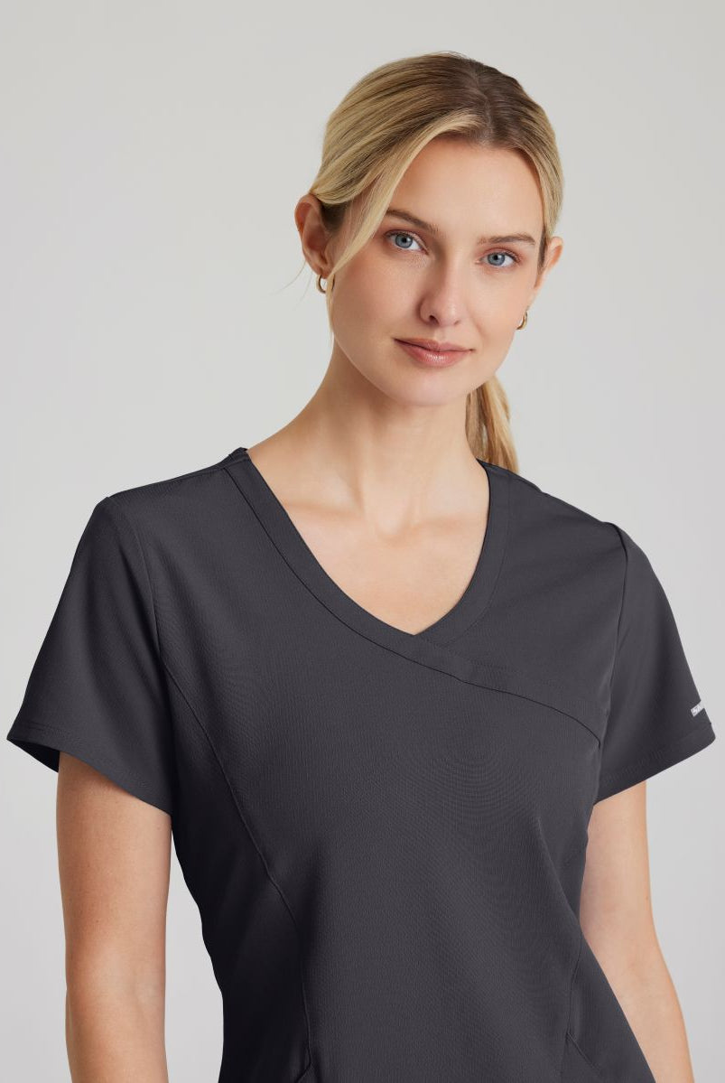 Skechers Reliance 3-Pocket Wrap Effect Scrub Top | Pewter Grey