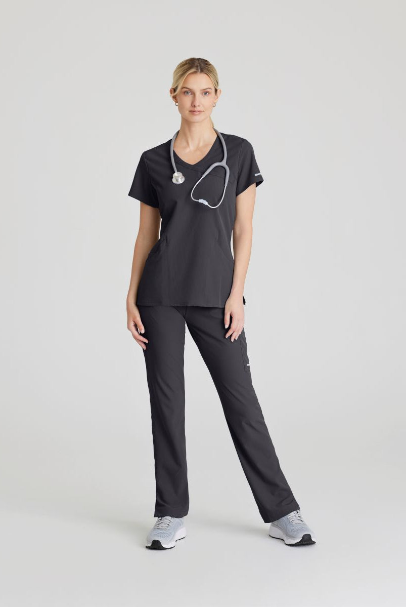 Skechers Reliance 3-Pocket Wrap Effect Scrub Top | Pewter Grey