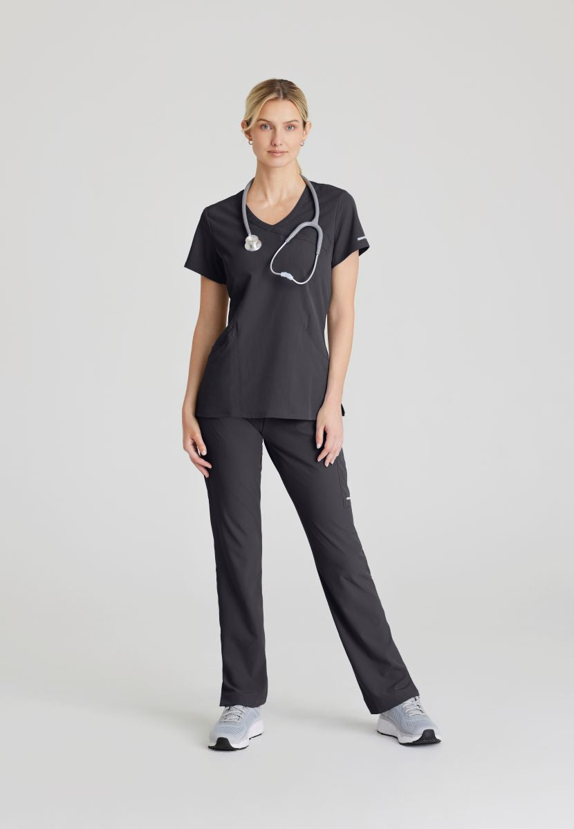Skechers Reliance 3-Pocket Wrap Effect Scrub Top | Pewter Grey