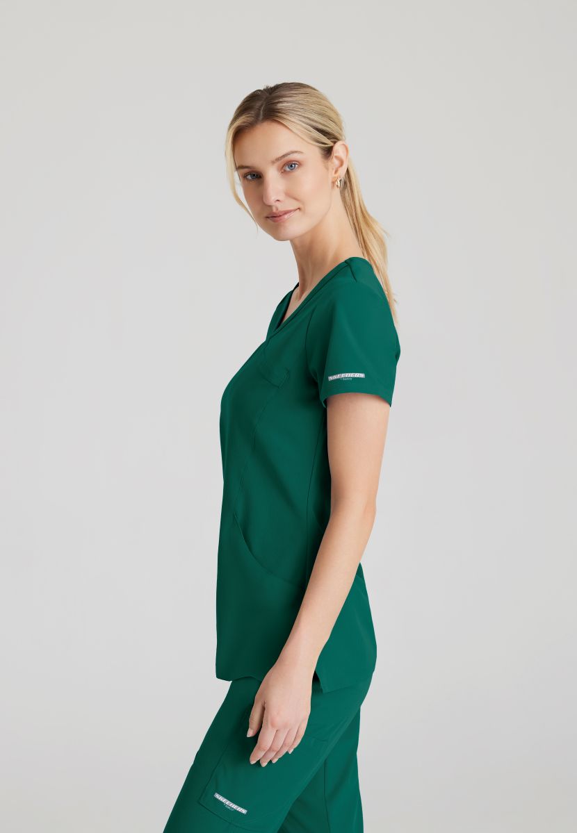 Skechers Reliance 3-Pocket Wrap Effect Scrub Top | Hunter Green