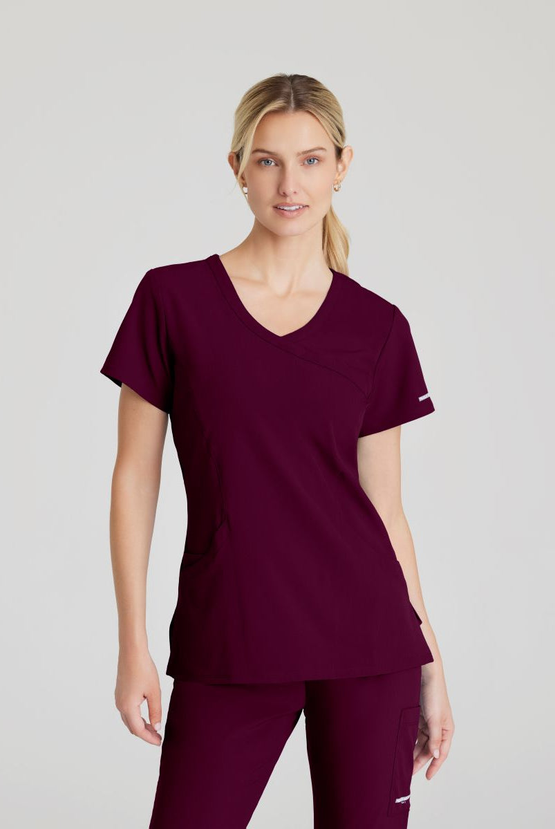 Skechers Reliance 3-Pocket Wrap Effect Scrub Top | Wine