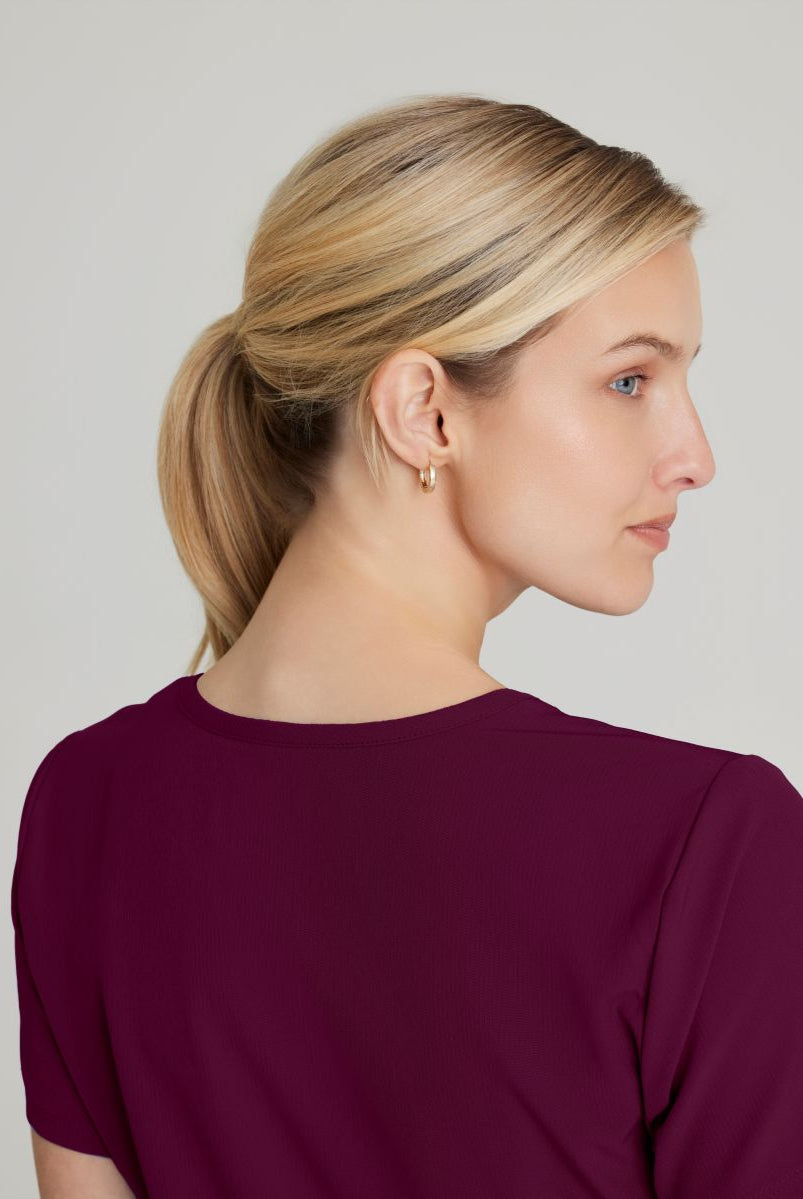 Skechers Reliance 3-Pocket Wrap Effect Scrub Top | Wine