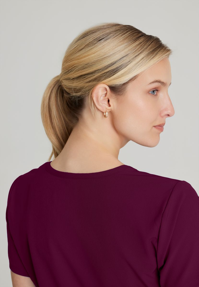 Skechers Reliance 3-Pocket Wrap Effect Scrub Top | Wine