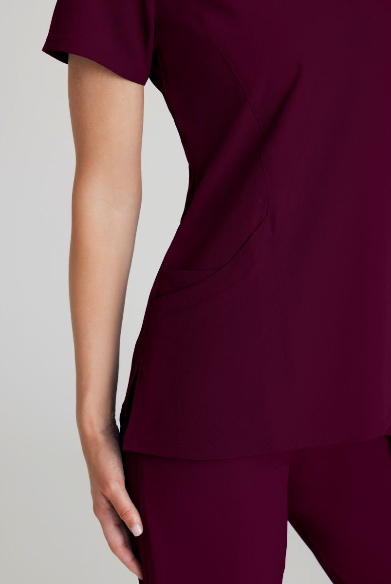 Skechers Reliance 3-Pocket Wrap Effect Scrub Top | Wine