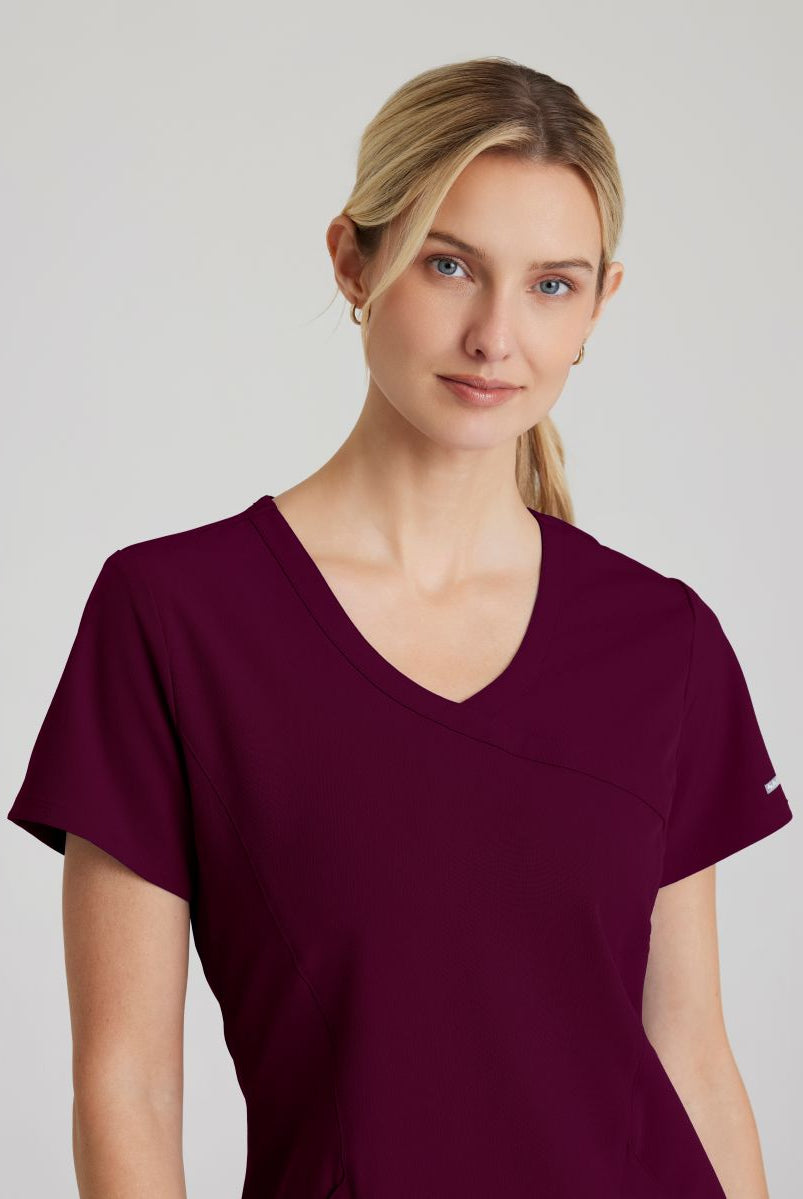 Skechers Reliance 3-Pocket Wrap Effect Scrub Top | Wine