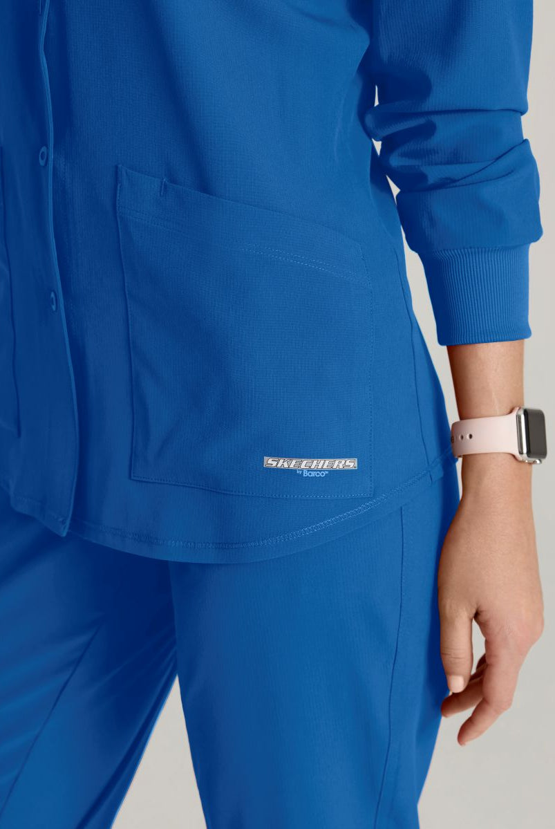 Skechers Women's 2 Pocket Warm-Up Scrub Jacket With Eco-Friendly Stretch Fabric | New Royal