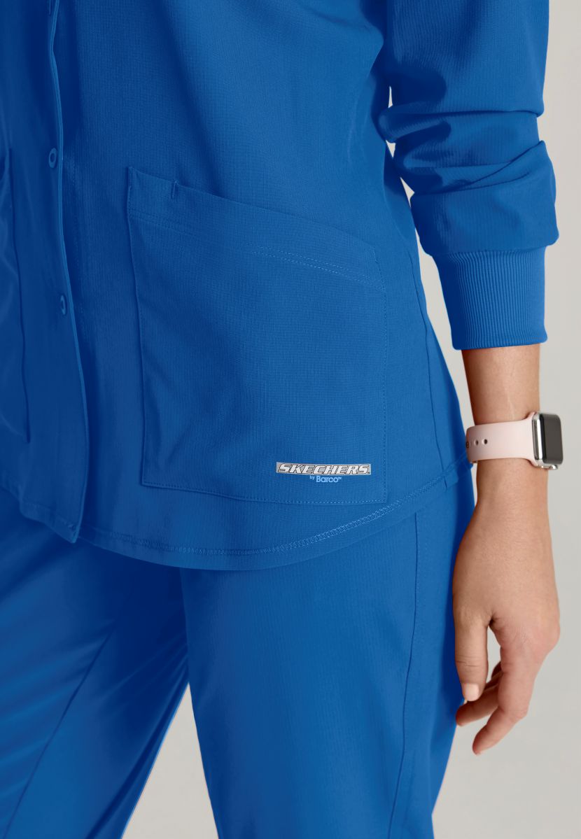 Skechers Women's 2 Pocket Warm-Up Scrub Jacket With Eco-Friendly Stretch Fabric | New Royal
