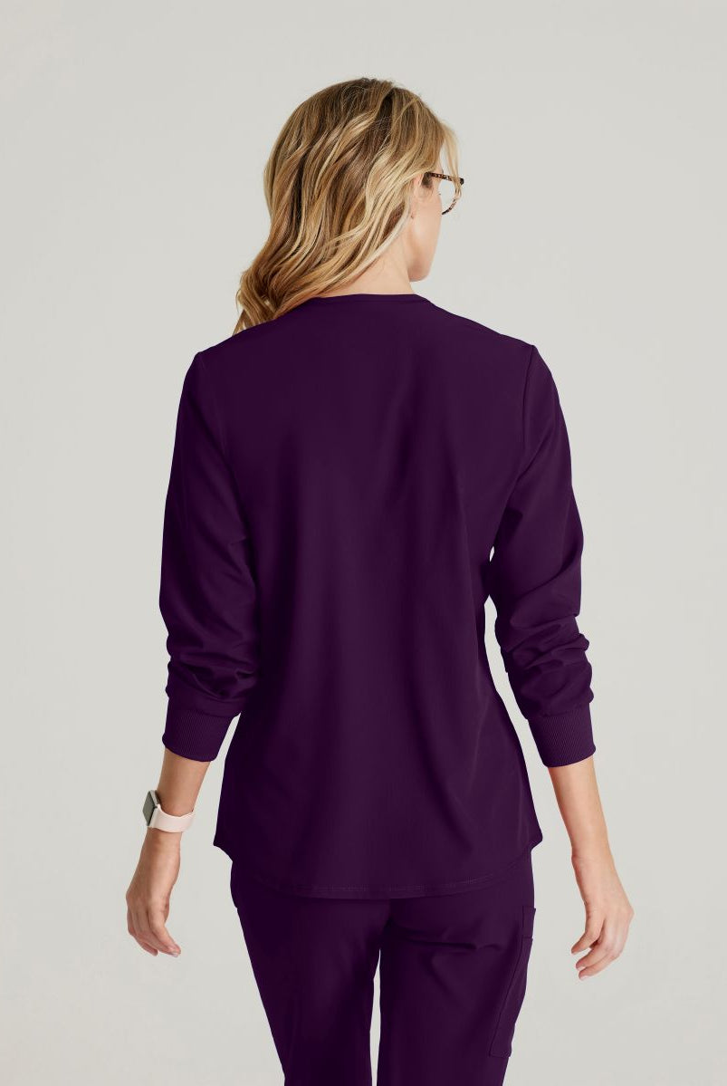 Skechers Women's 2 Pocket Warm-Up Scrub Jacket With Eco-Friendly Stretch Fabric | Eggplant