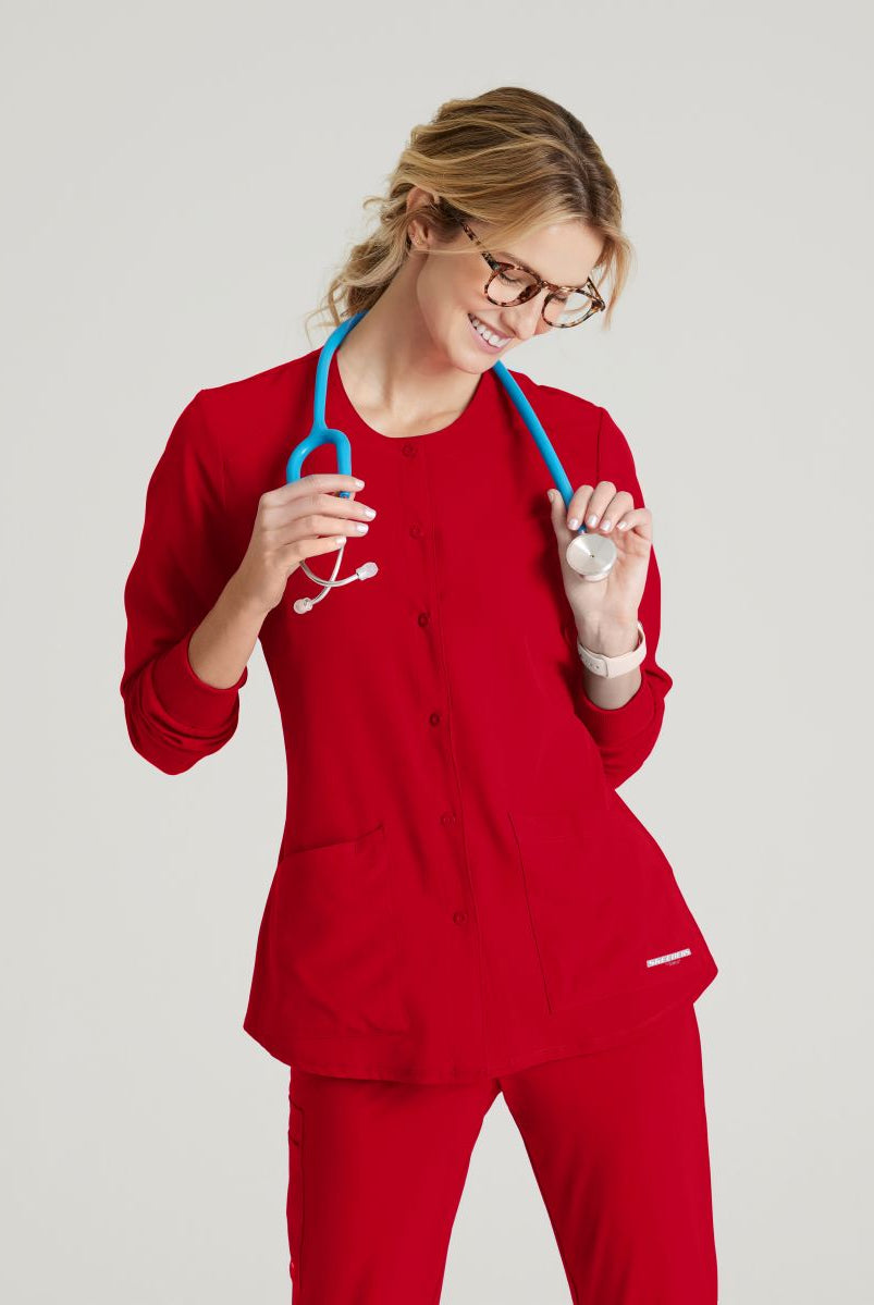 Skechers Women's 2 Pocket Warm-Up Scrub Jacket With Eco-Friendly Stretch Fabric | RED