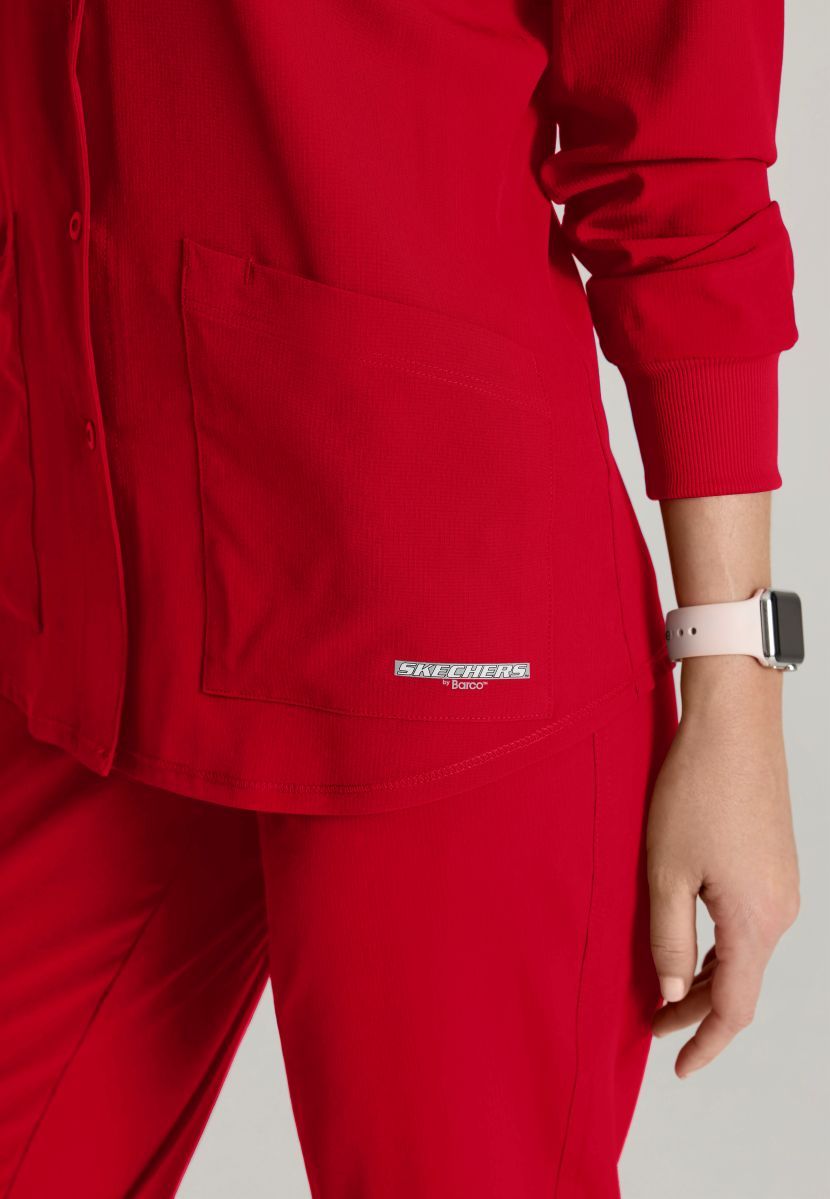 Skechers Women's 2 Pocket Warm-Up Scrub Jacket With Eco-Friendly Stretch Fabric | RED