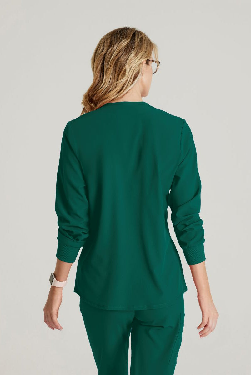 Skechers Women's 2 Pocket Warm-Up Scrub Jacket With Eco-Friendly Stretch Fabric | Hunter Green