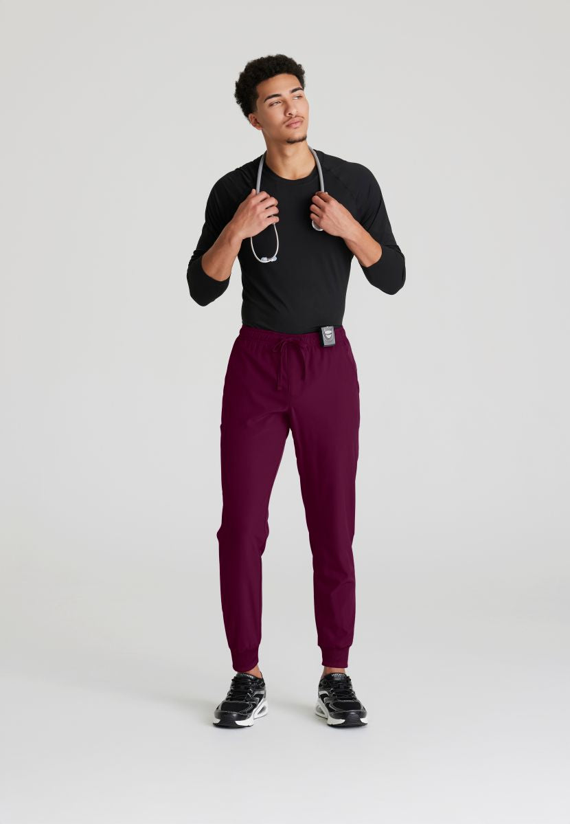 Skecher's Men's Jogger Scrub Pant with Drawstring Elastic Waistband and Cargo Pocket | Wine