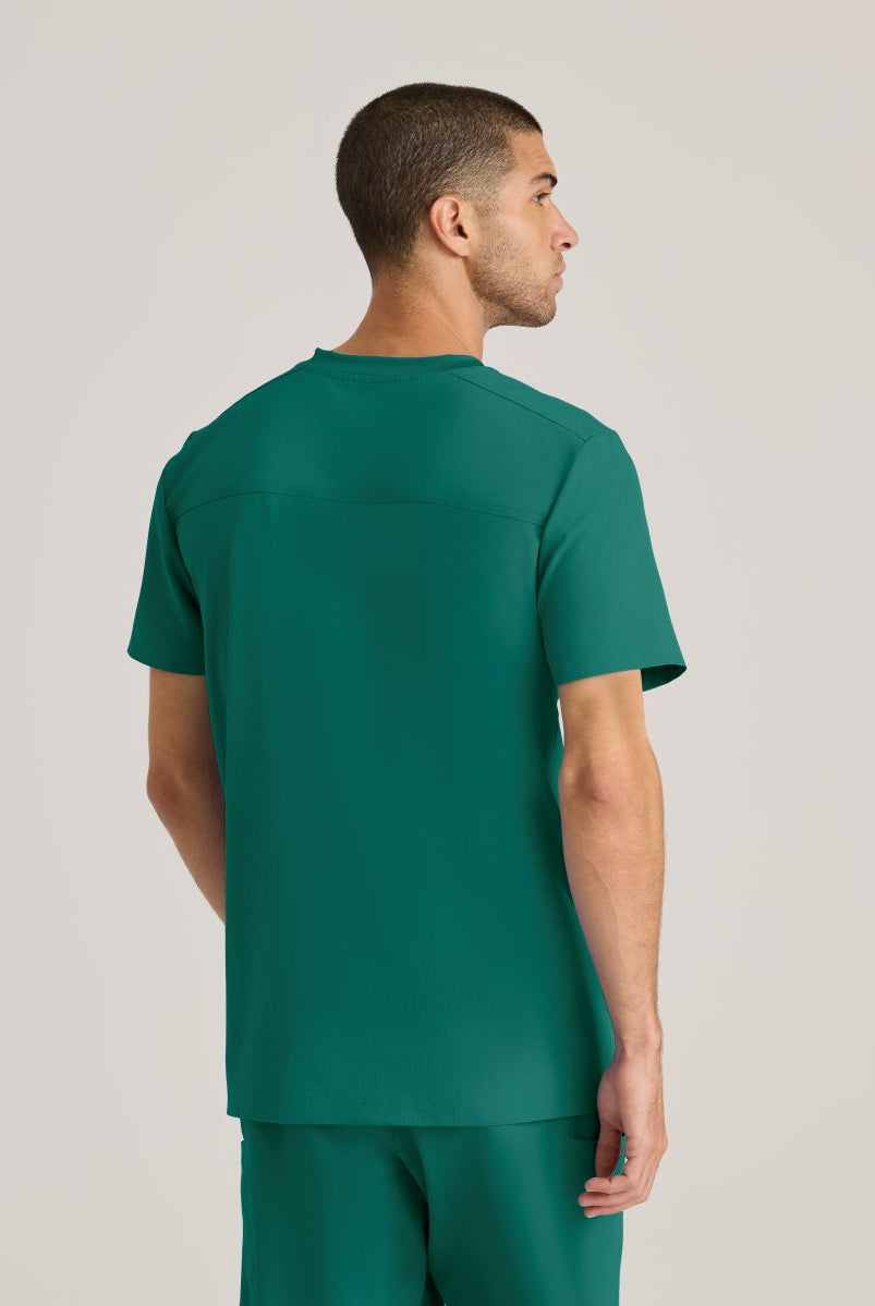 Skechers Thesis Three Pocket Rounded Neck Scrub Top | Hunter Green