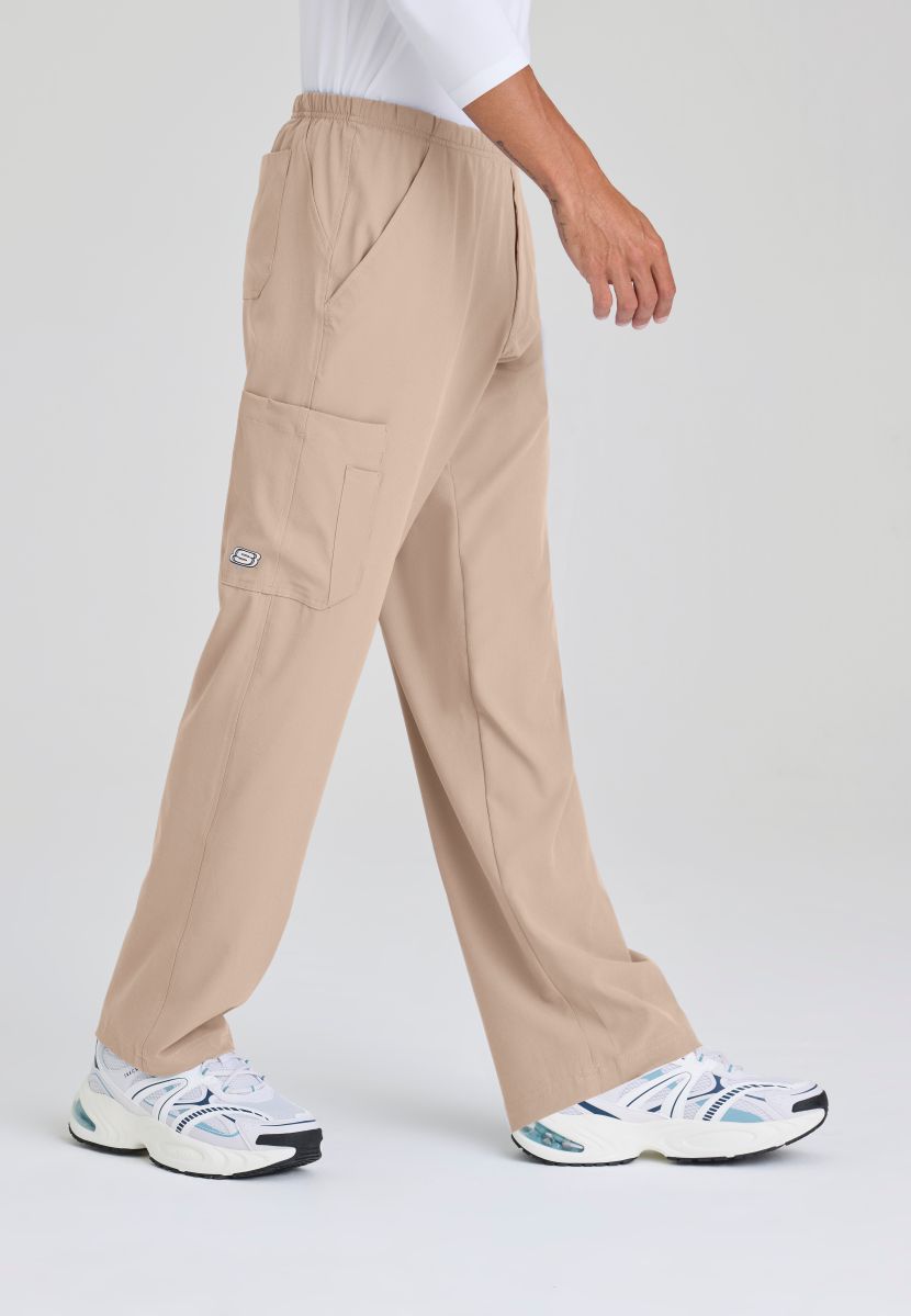 Skechers Male Structure 4 Pocket Elastic Waistband Scrub Trousers | New Khaki