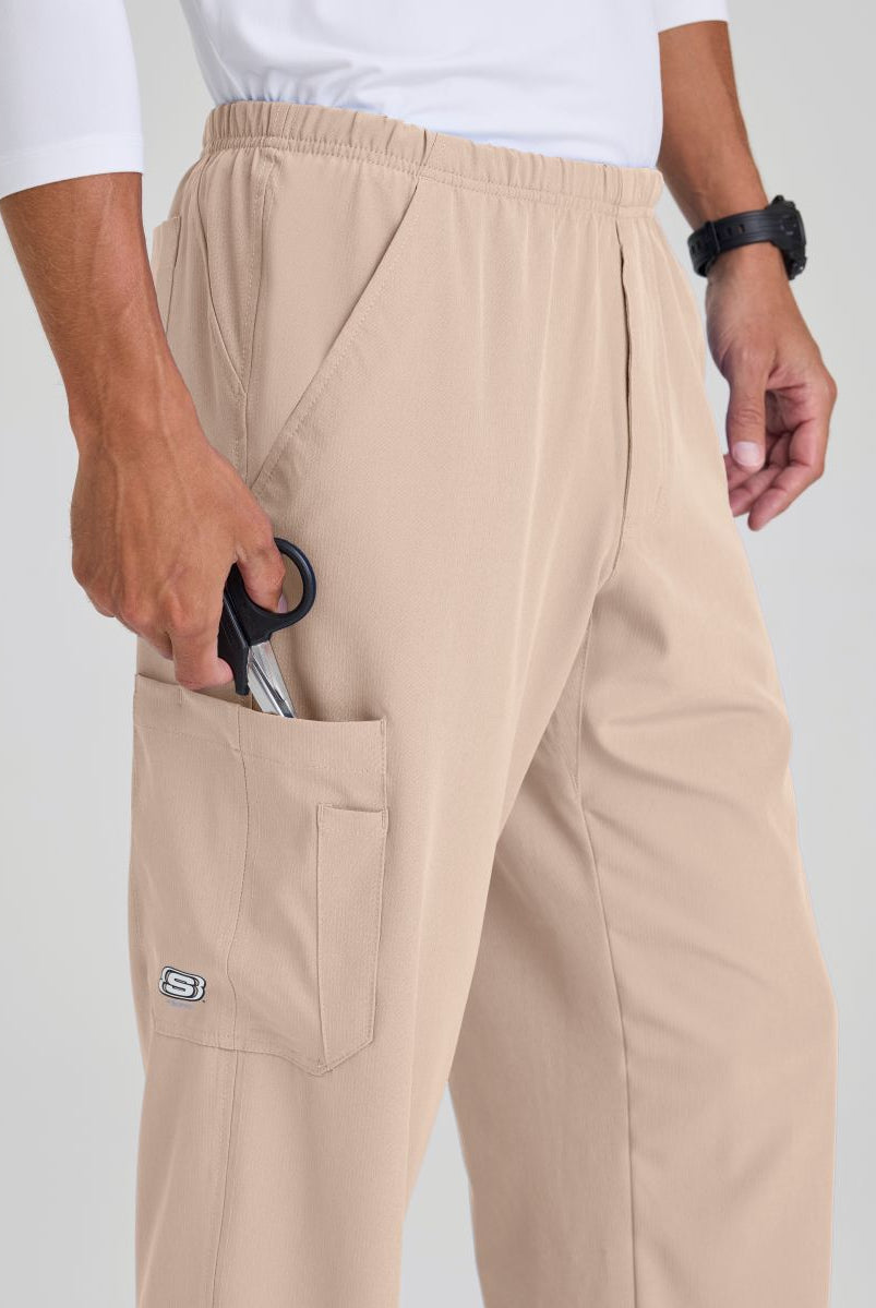 Skechers Male Structure 4 Pocket Elastic Waistband Scrub Trousers | New Khaki