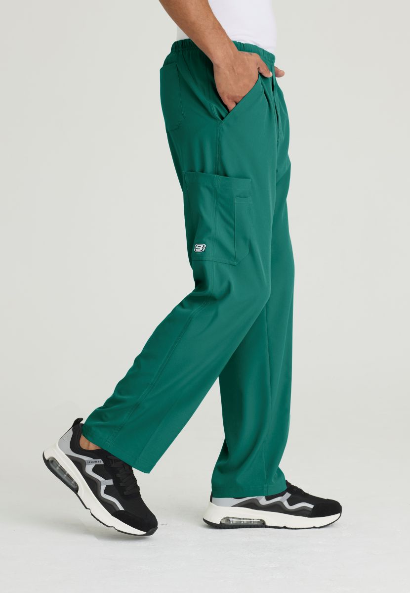 Skechers Male Structure 4 Pocket Elastic Waistband Scrub Trousers | Hunter Green