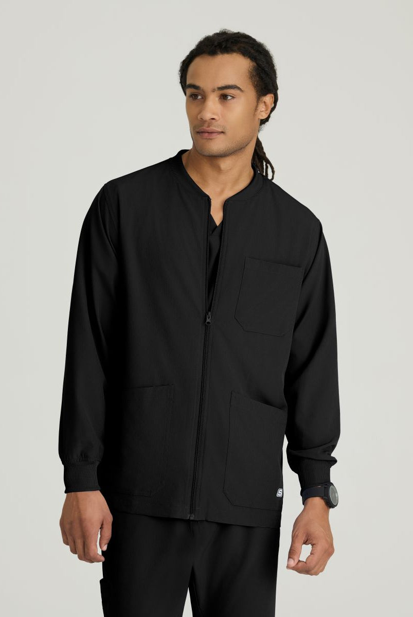 Skechers Men's 3 Pocket Warm-Up Zip Jacket | BLACK