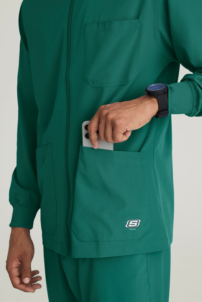 Skechers Men's 3 Pocket Warm-Up Zip Jacket | Hunter Green