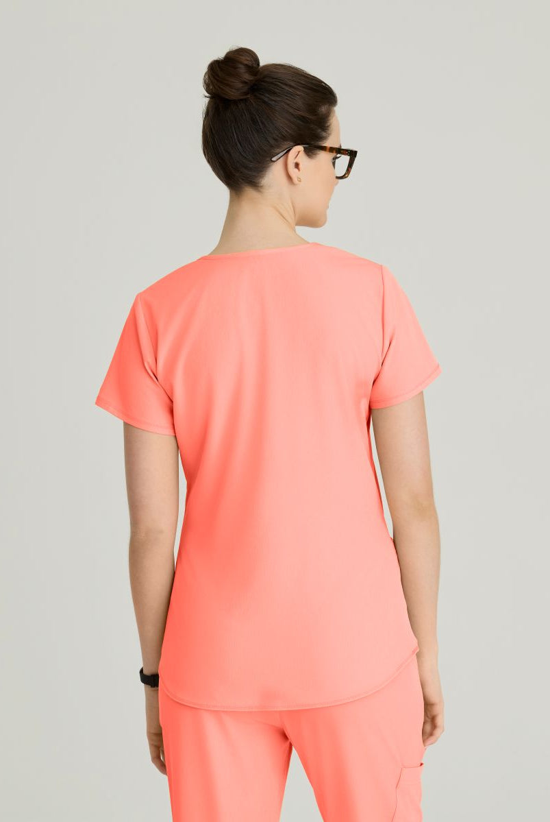 Skechers Breeze 3 Pocket Shaped Hem Scrub Top | Coral Fizz