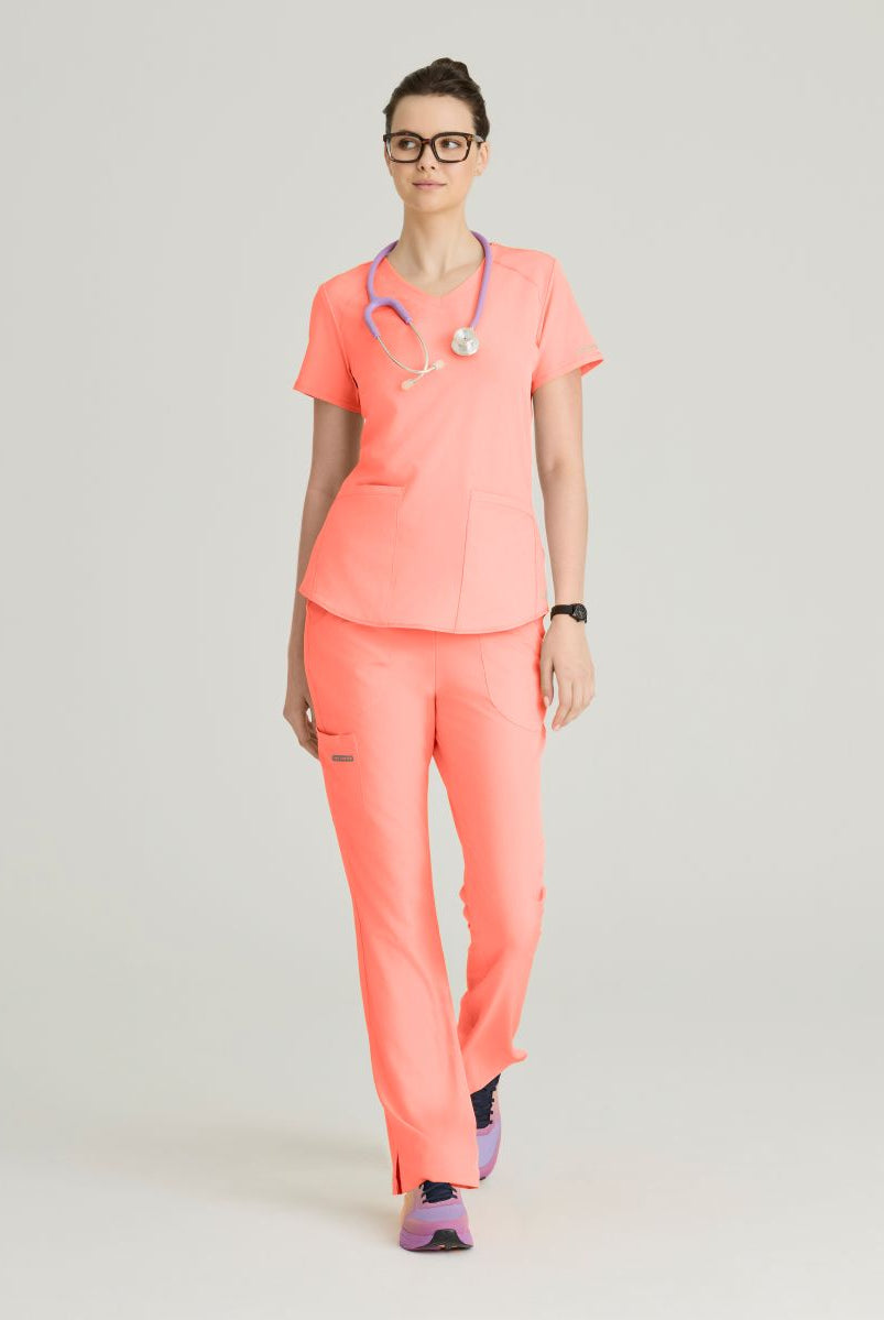 Skechers Breeze 3 Pocket Shaped Hem Scrub Top | Coral Fizz