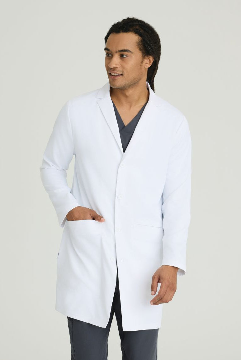 Skechers Men's 3 Pocket 4-Button Lab Coat | WHITE