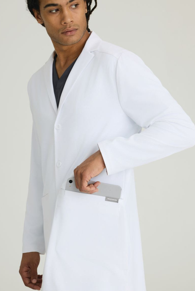 Skechers Men's 3 Pocket 4-Button Lab Coat | WHITE
