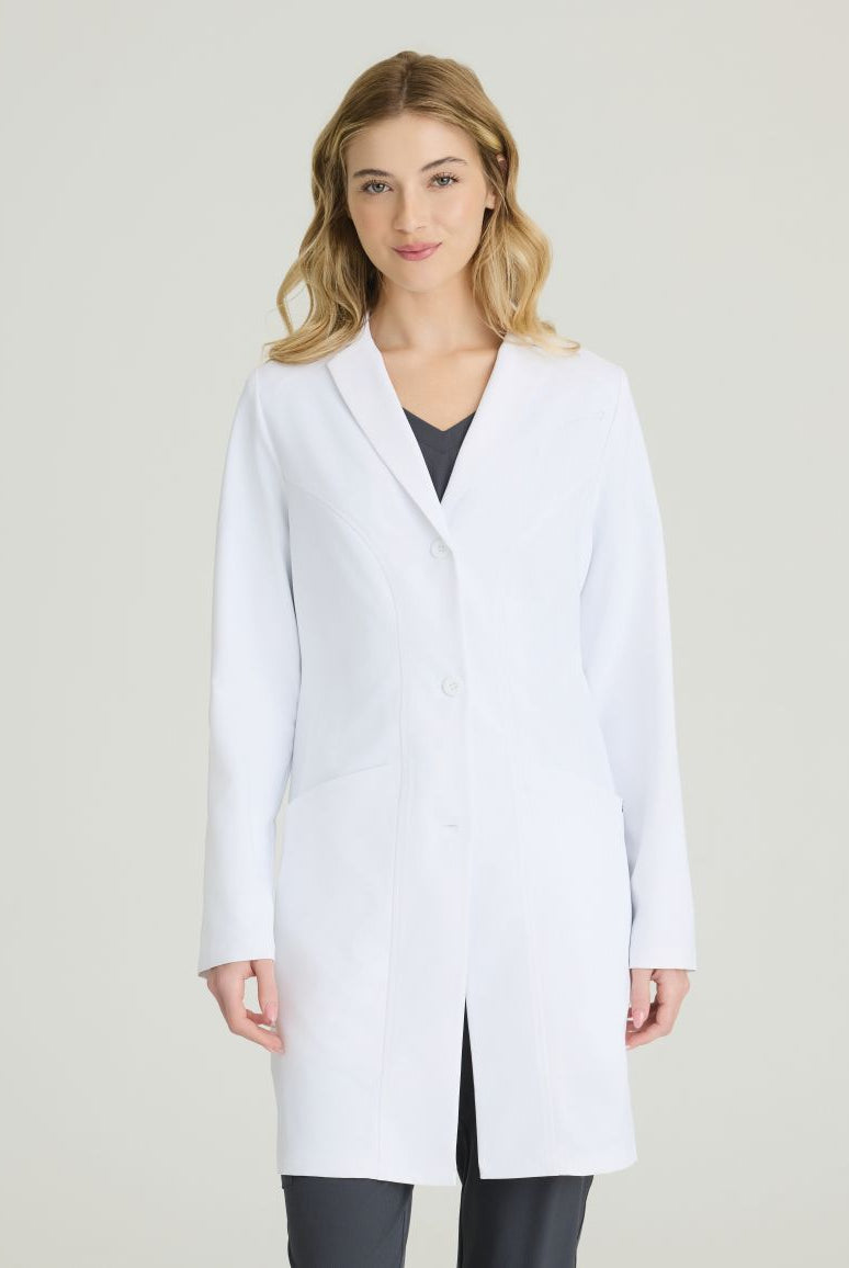 Skechers Women's 3 Pocket 4-Button Lab Coat | WHITE