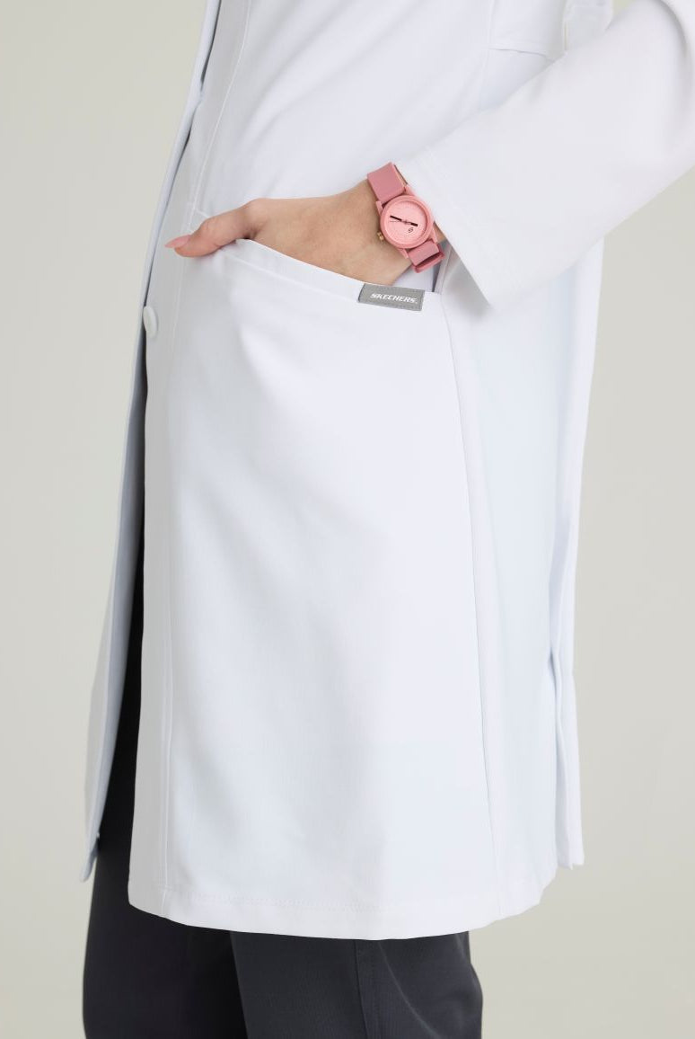 Skechers Women's 3 Pocket 4-Button Lab Coat | WHITE