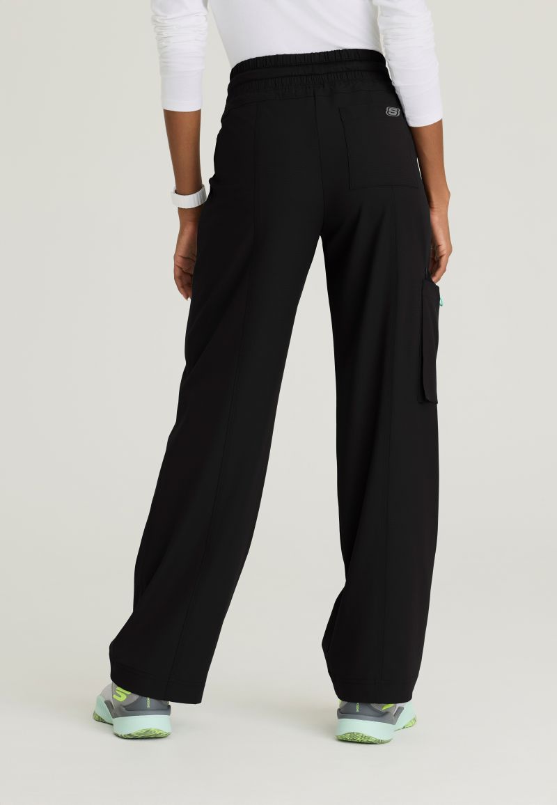 Skechers Scout Women's 5 Pocket Shirred Waistband Wide Leg Pant | BLACK