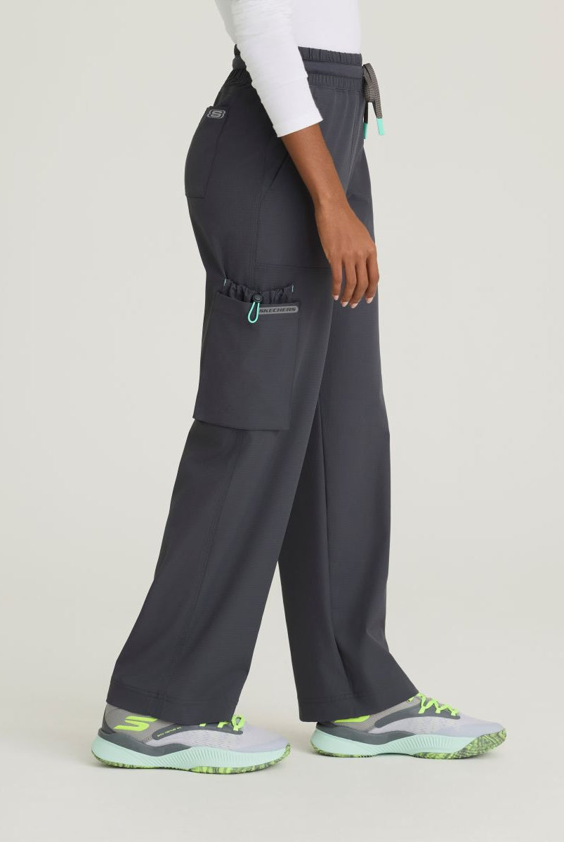 Skechers Scout Women's 5 Pocket Shirred Waistband Wide Leg Pant | Pewter Grey