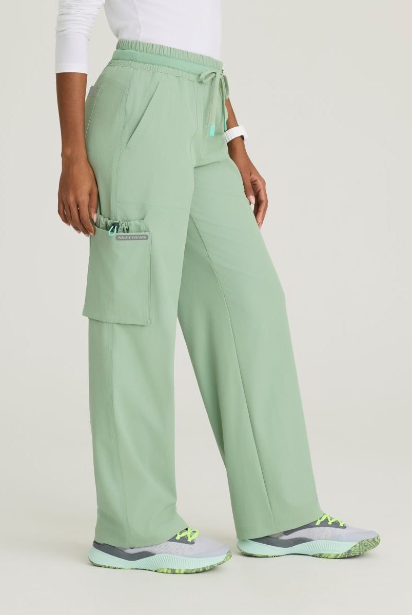 Skechers Scout Women's 5 Pocket Shirred Waistband Wide Leg Pant | Field Green